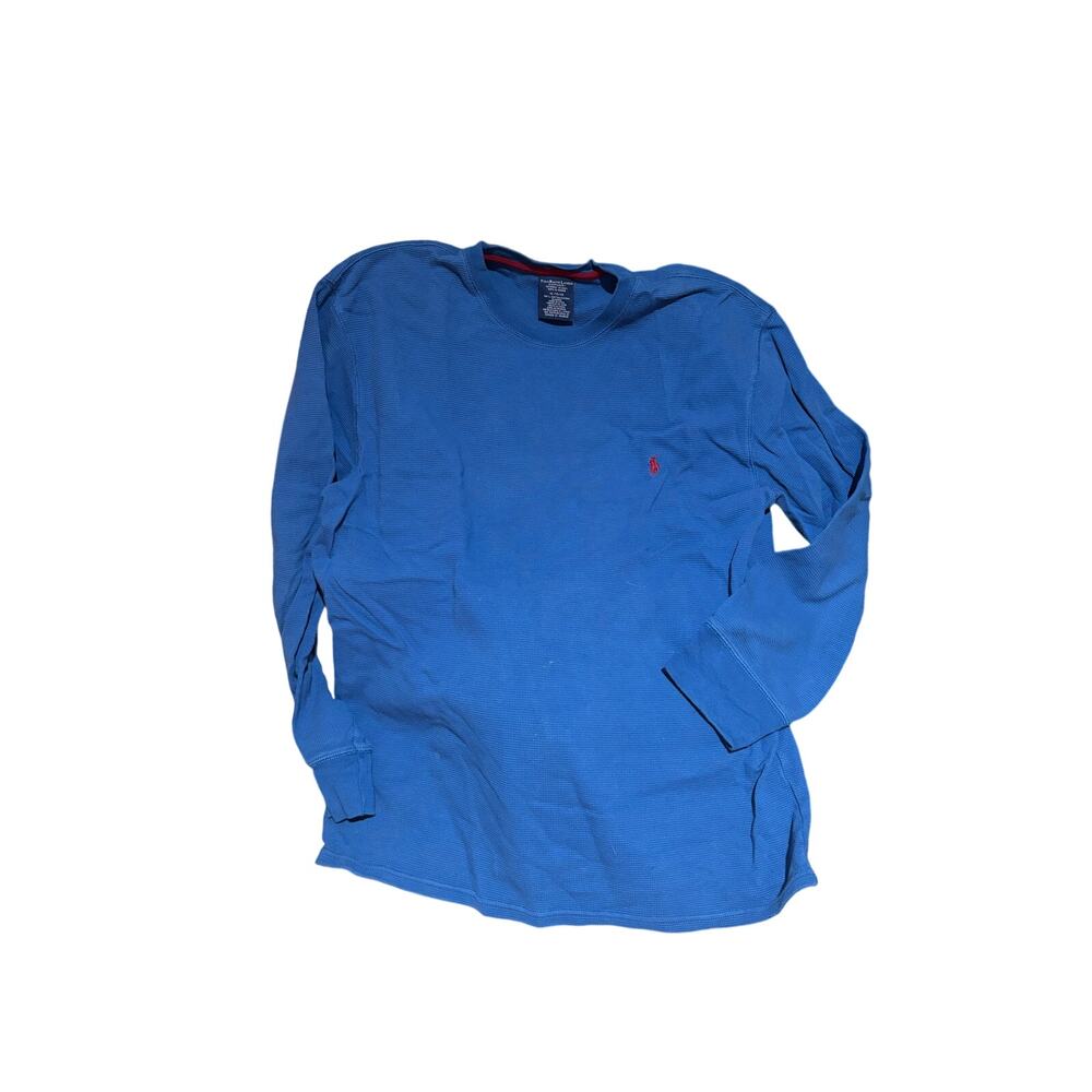 Ralph Lauren Xl royal blue all cotton waffle weave thermal sleep shirt euc